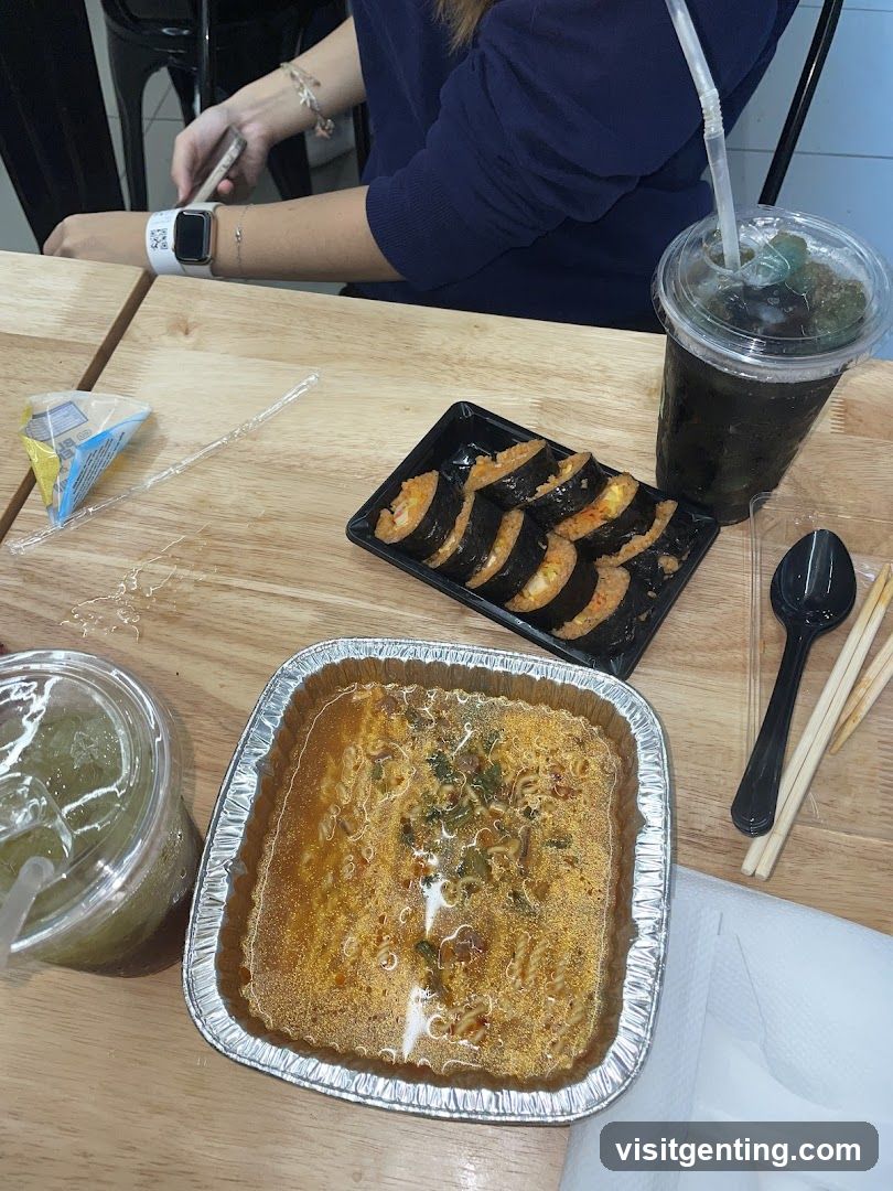 Table with food and drink