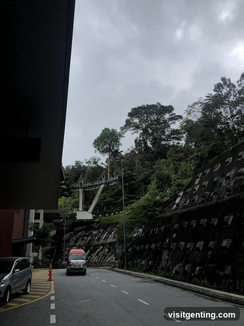 Roadside View with Cable Car Infrastructure