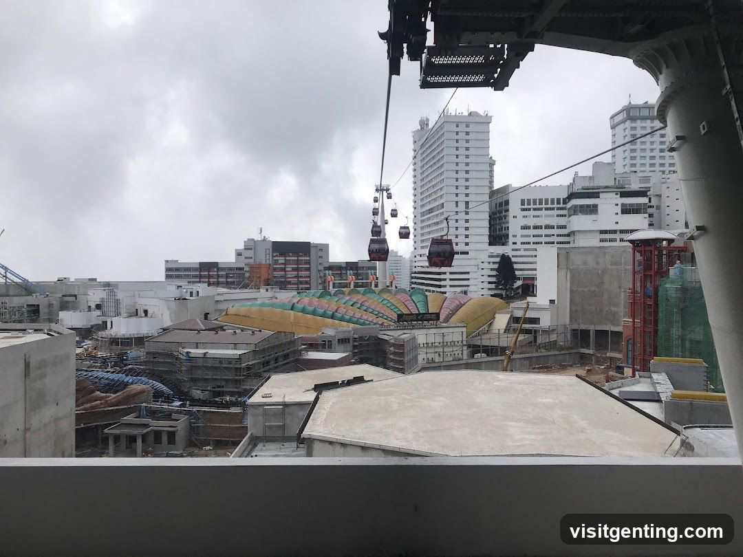 Urban construction and cable car view