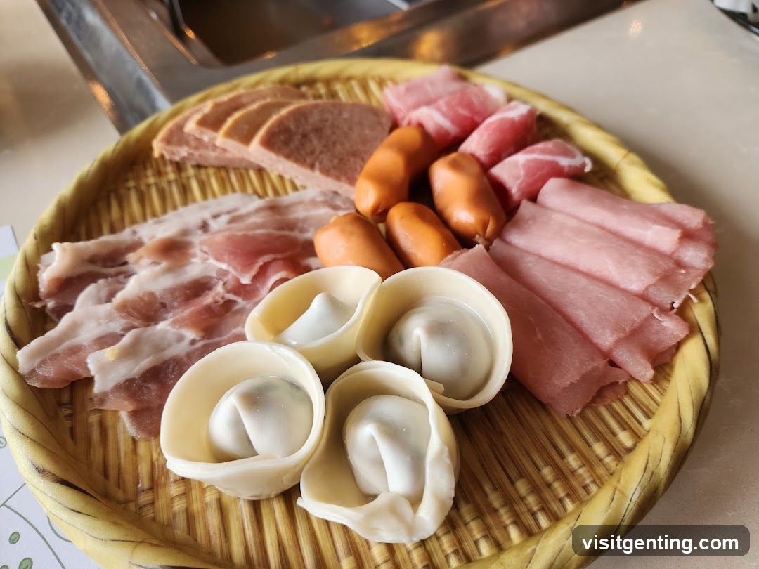 Food platter on bamboo tray