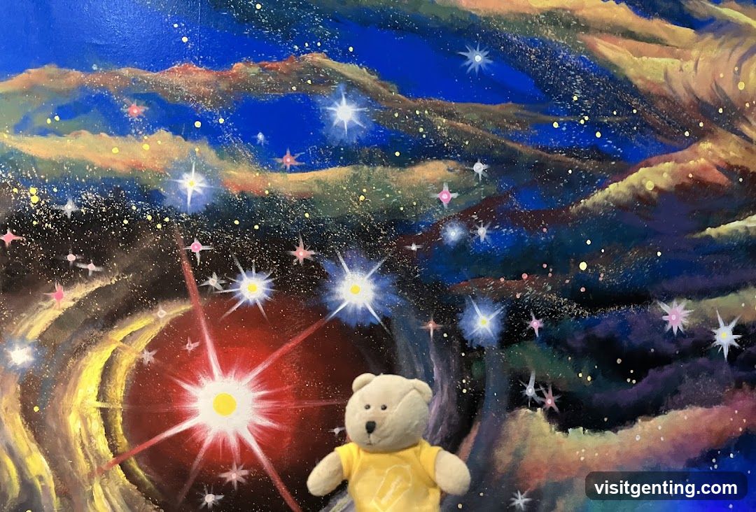 Teddy bear in cosmic mural