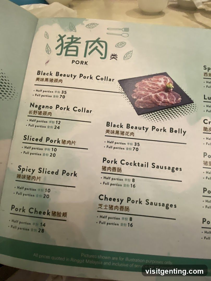 Pork Section Menu