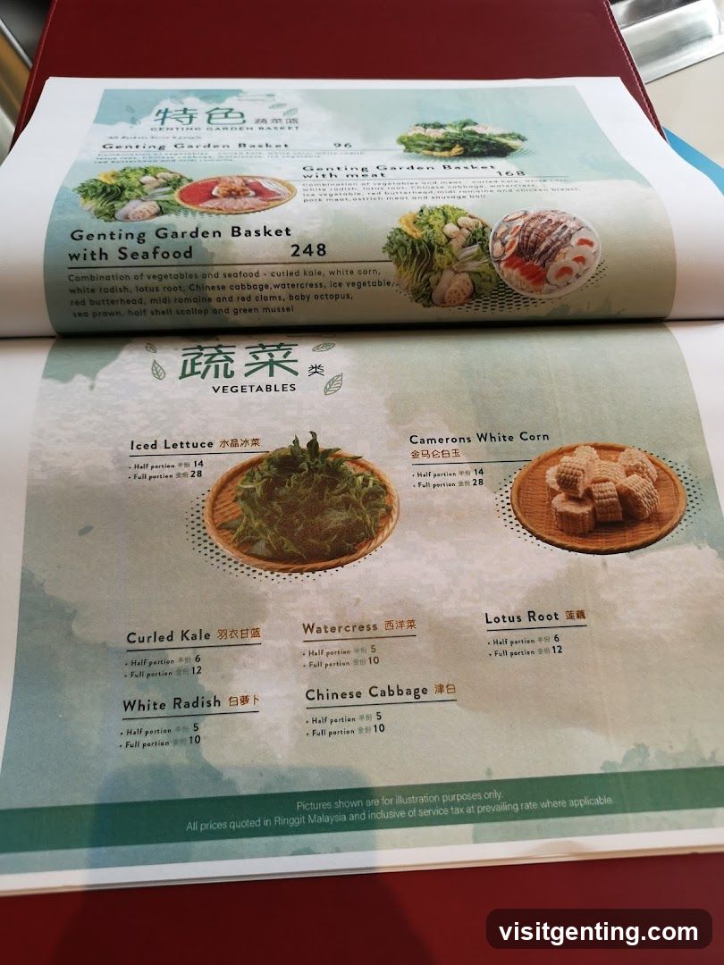 Genting Garden Basket Menu Section