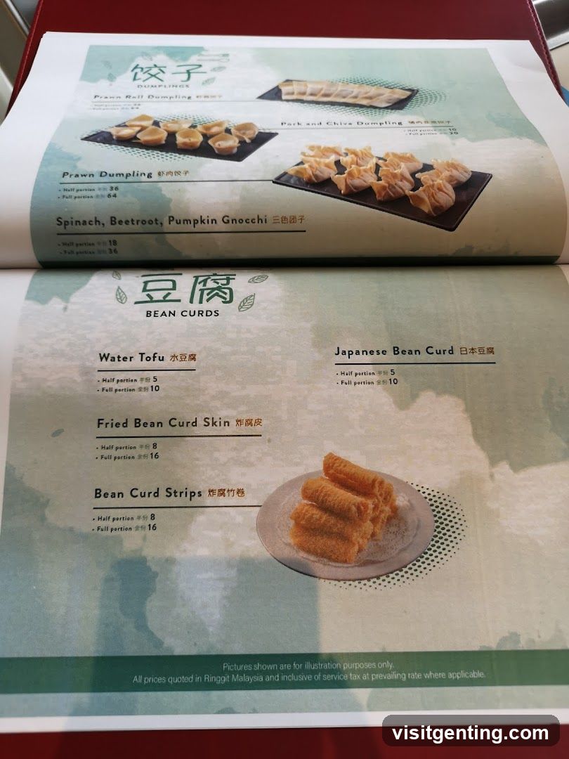Dumplings and Bean Curds Menu