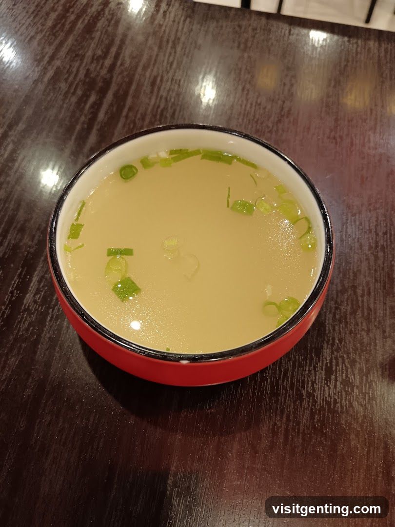 Soup in bowl on table
