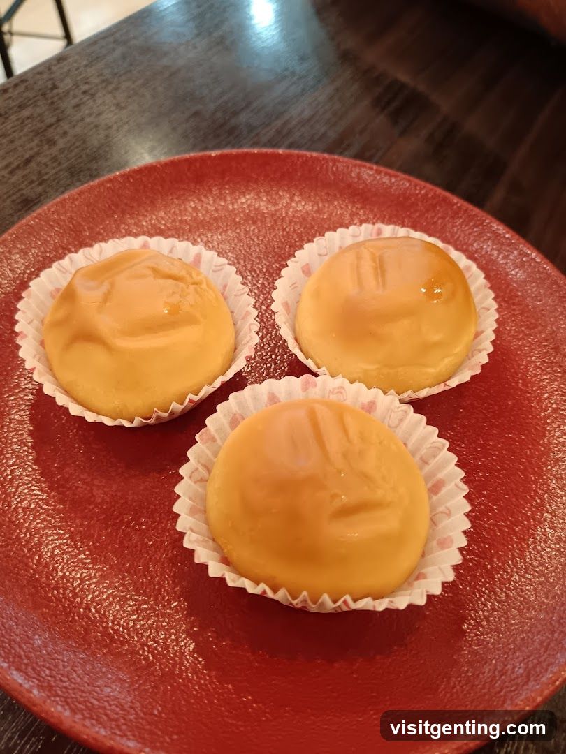 Three Desserts on Red Plate