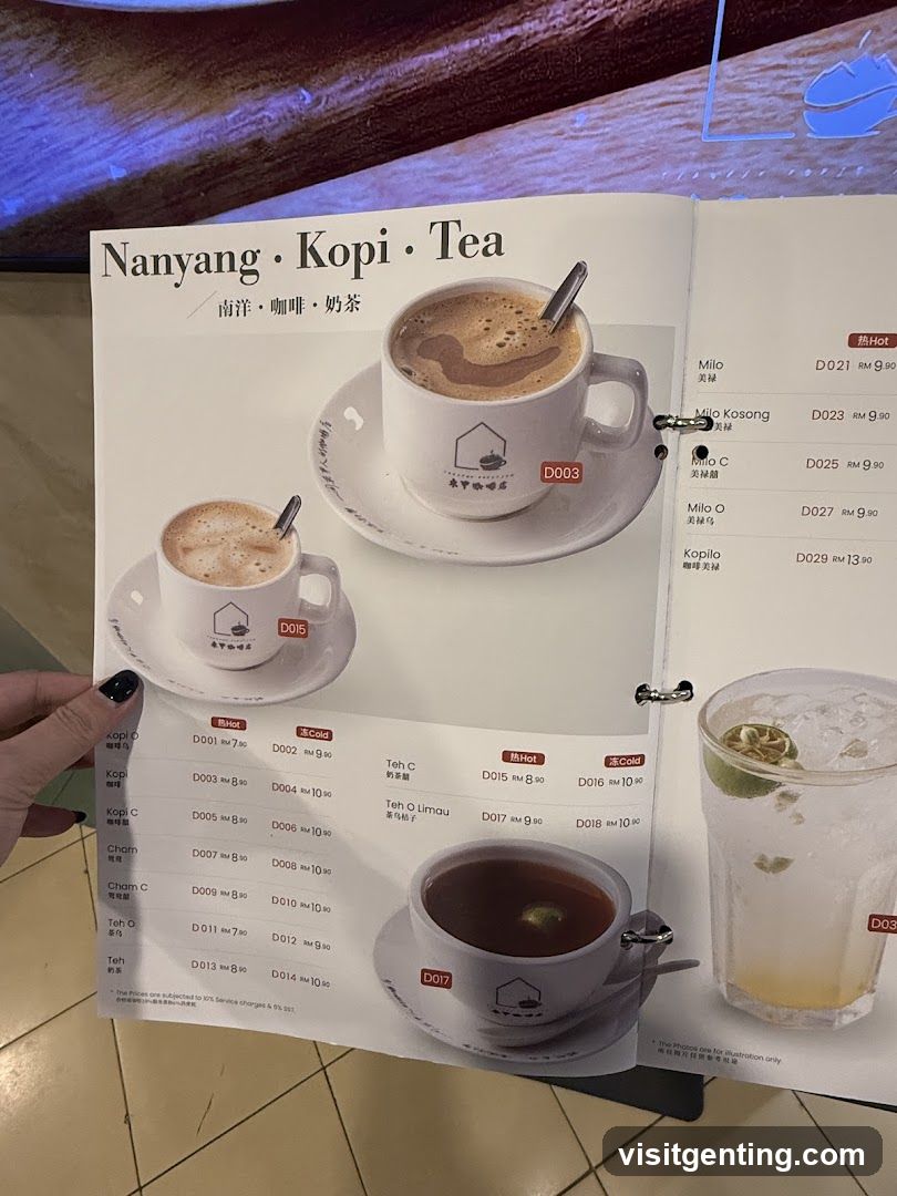 Nanyang · Kopi · Tea Menu