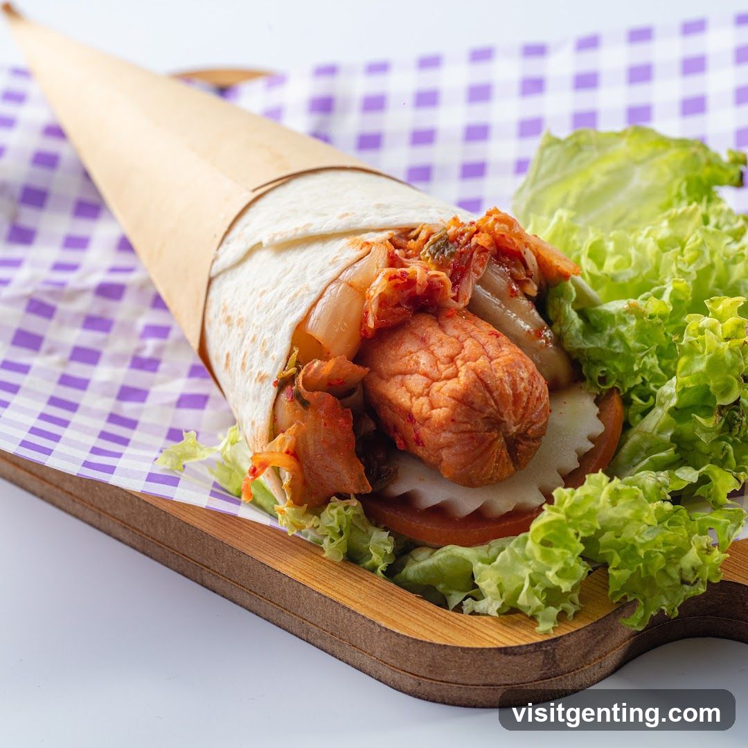 Korean-style wrap on wooden board