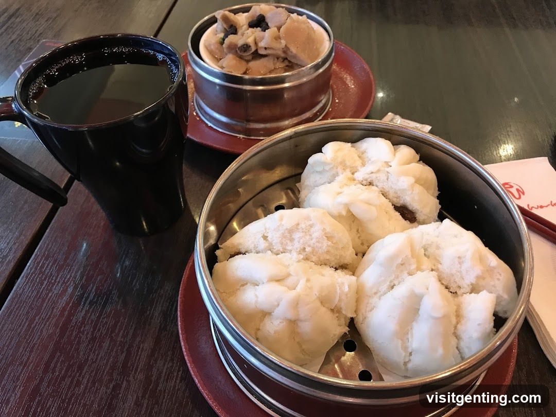 Dumplings and beverage on table