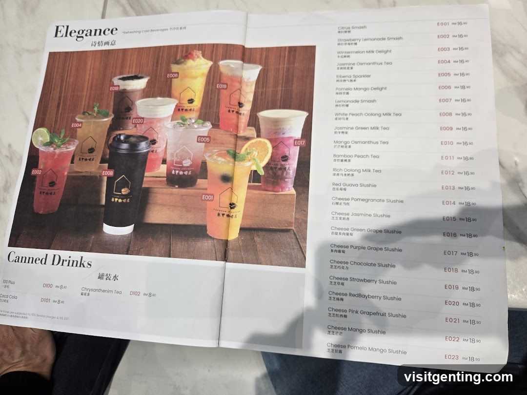 Elegance Canned Drinks Menu