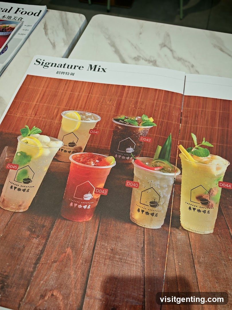 Signature Mix Drinks Menu Display