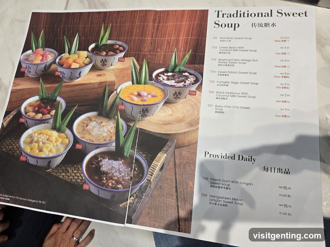 Traditional Sweet Soup Menu