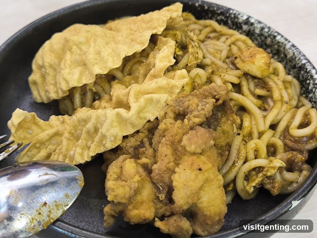 Noodles with Fried Chicken and Crispy Sheets