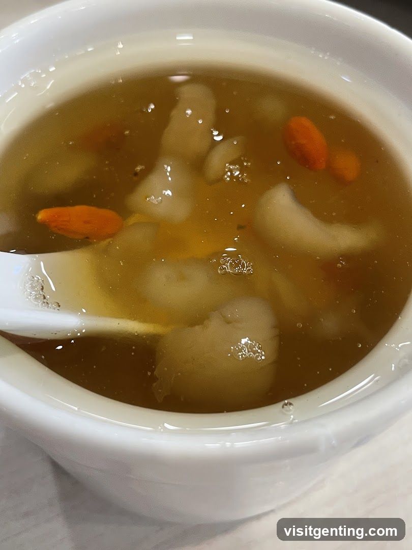 Soup in white bowl