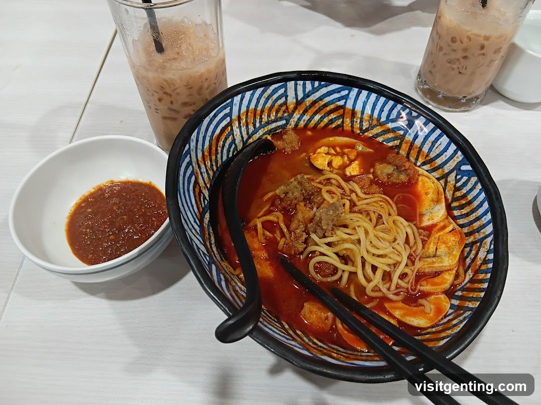 Table Setting with Noodles and Drinks