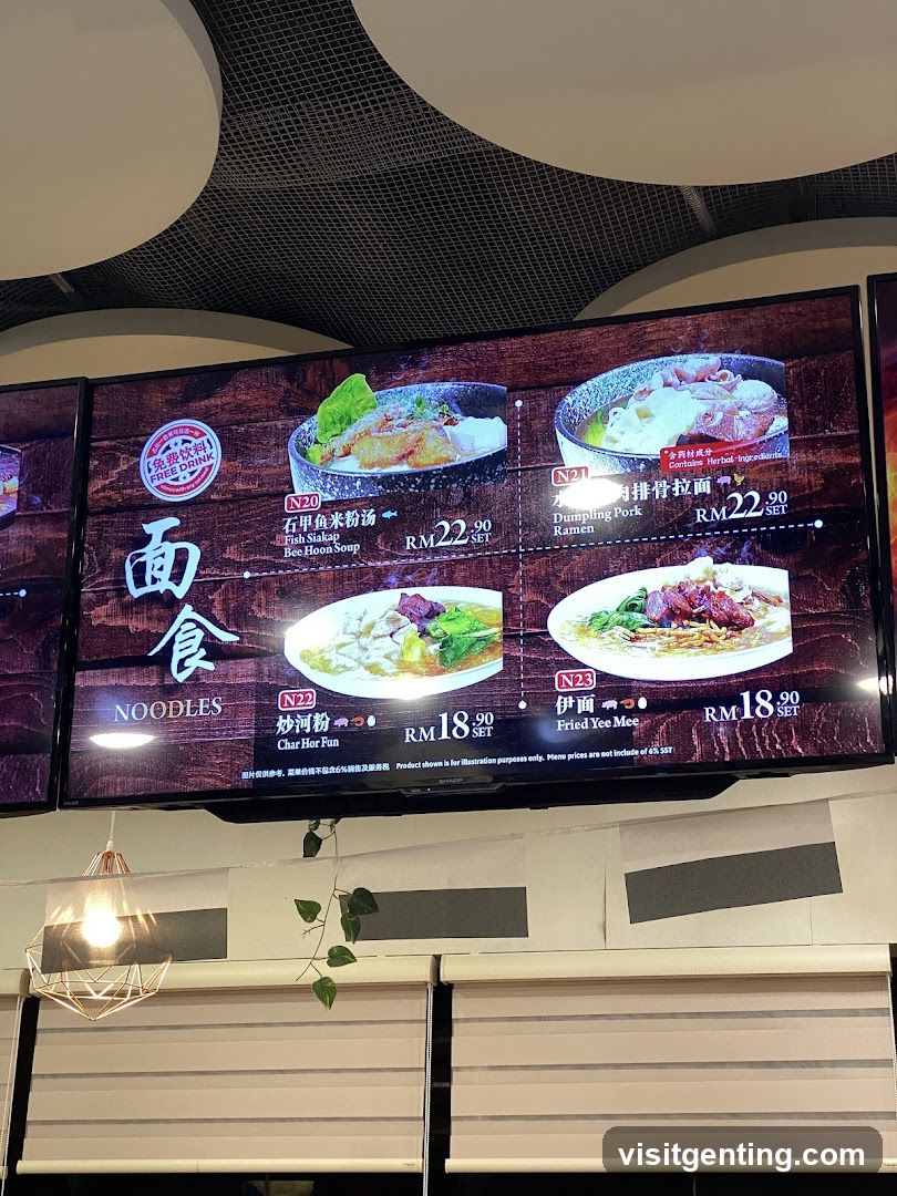 Noodles Menu Display