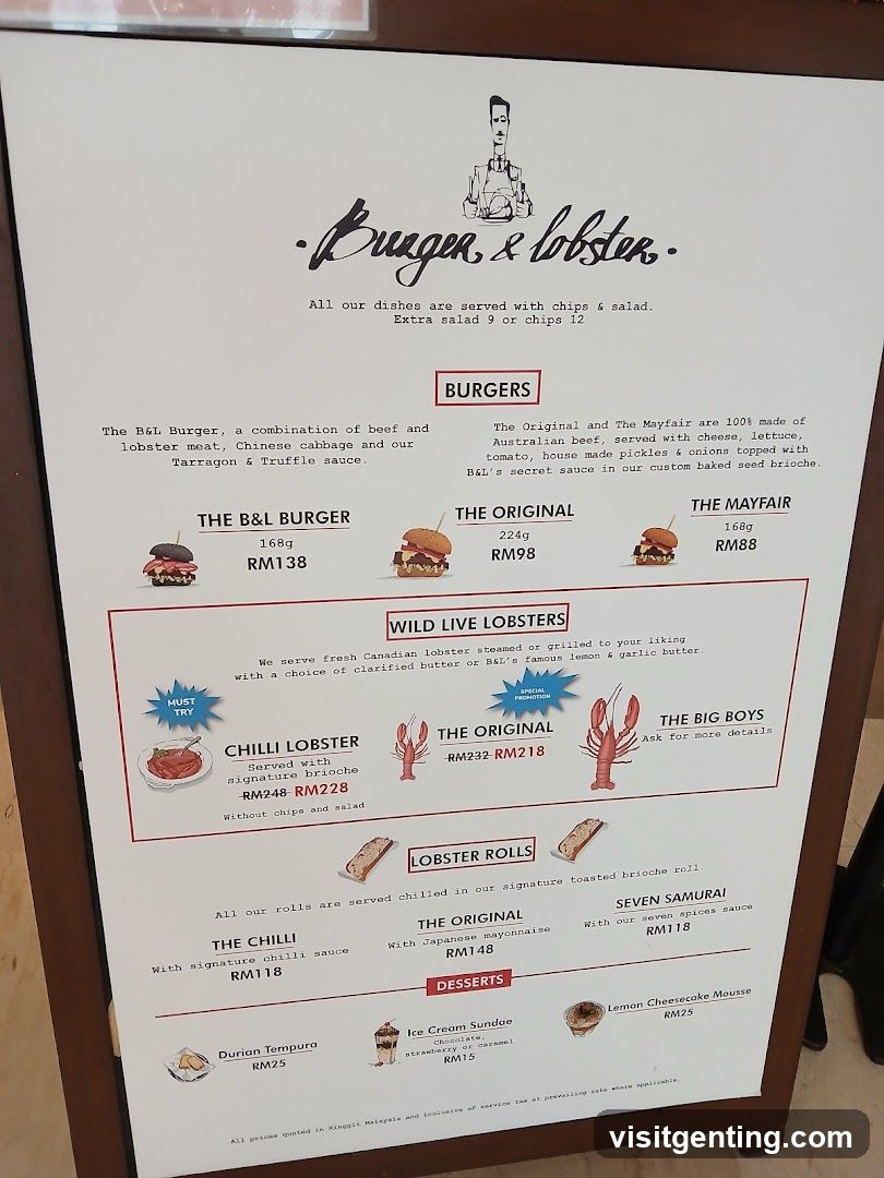 Burger & Lobster Menu