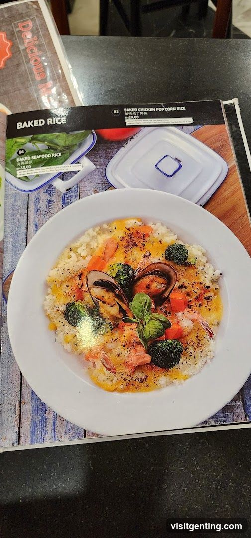 Baked Rice Dish on Menu Cover