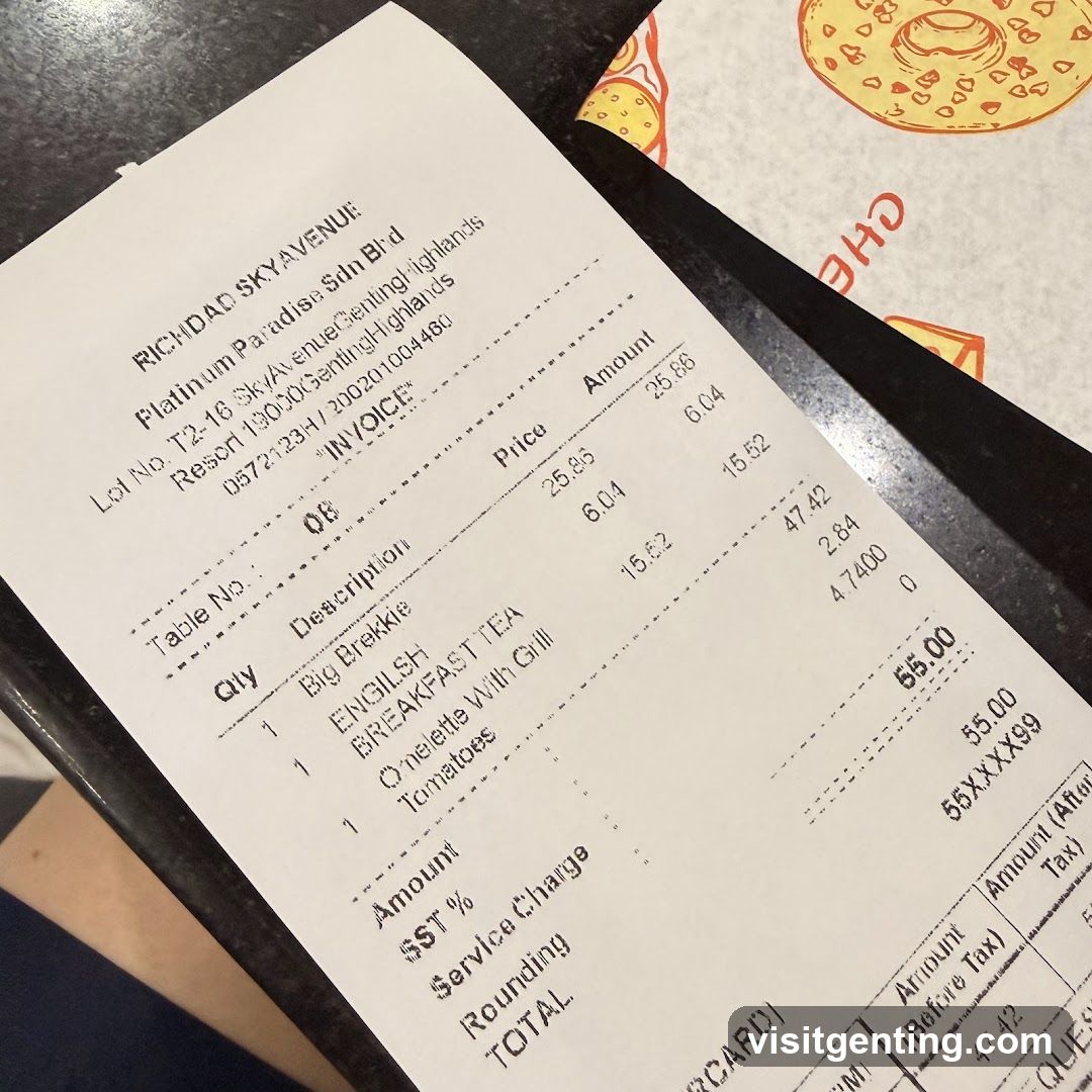 Receipt at Richmond Skyavenue