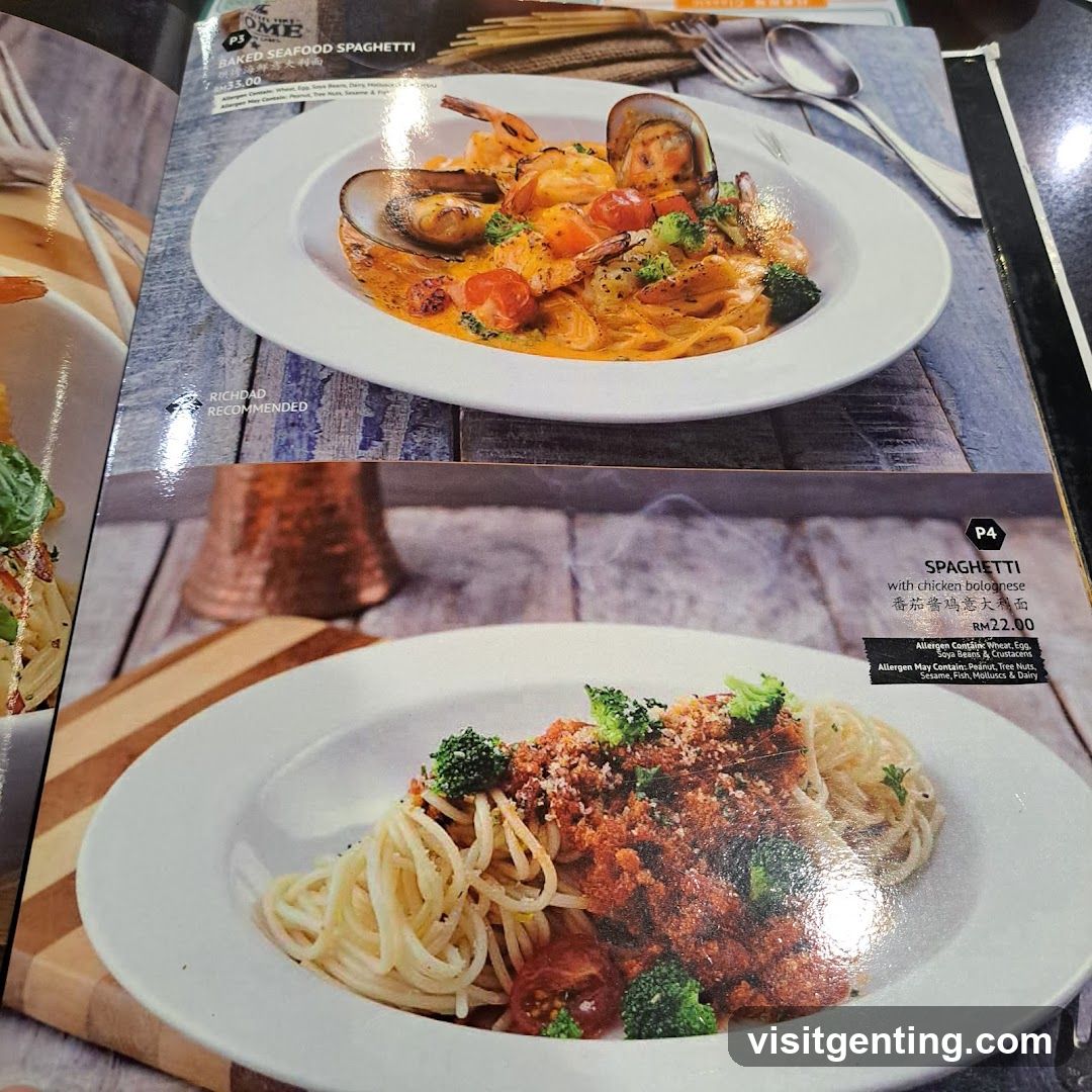 Spaghetti Menu Page