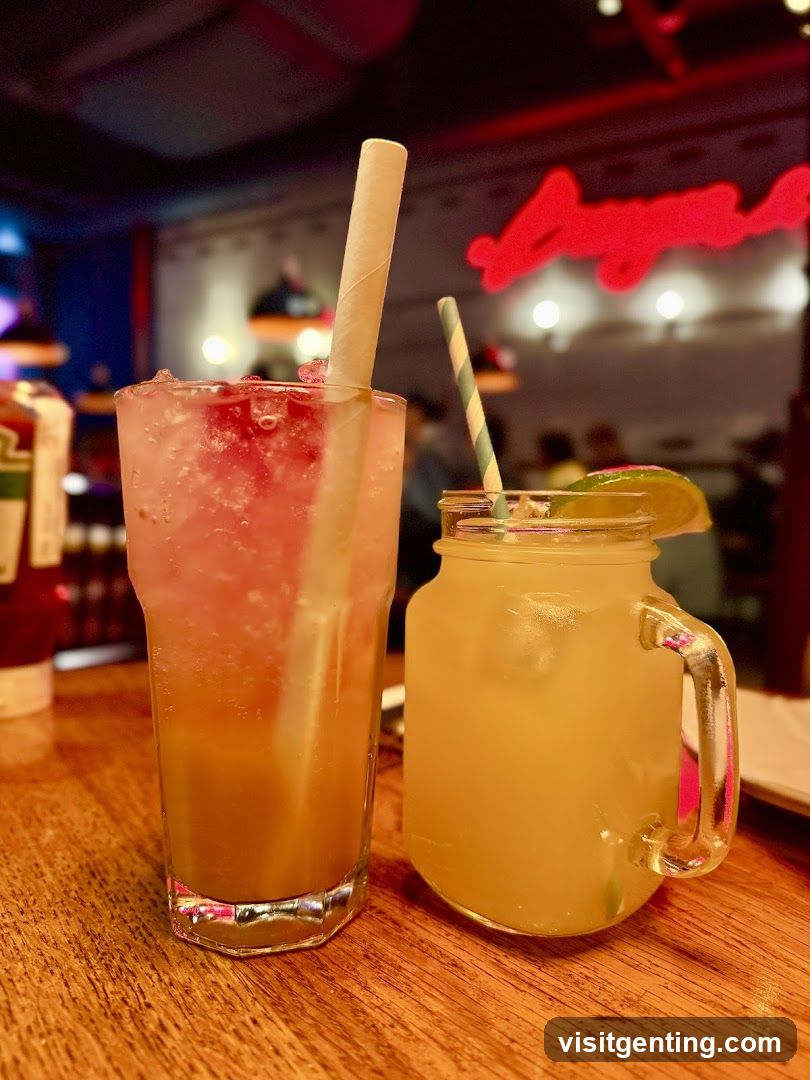 Two drinks on wooden table