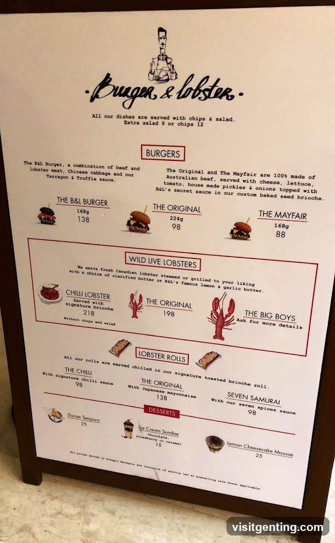 Burger & Lobster Menu