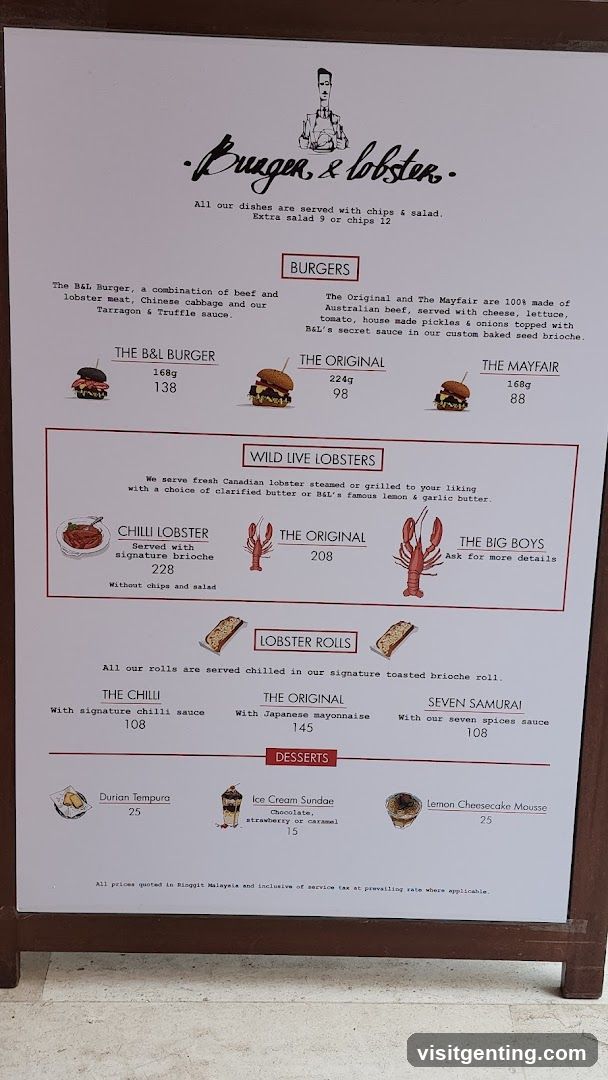 Burger & Lobster Menu