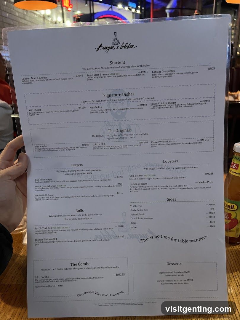 Braga & Lobster Menu