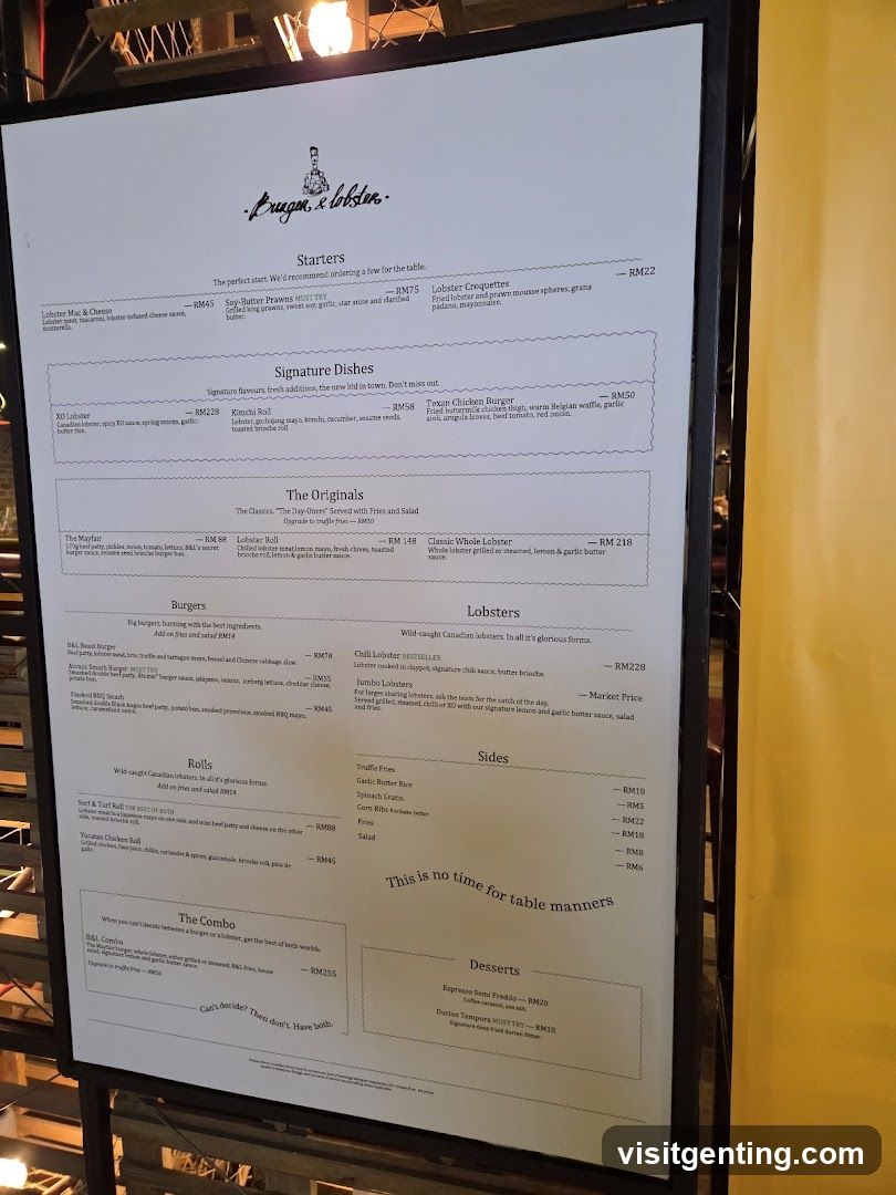 Lobster & Lobster Menu