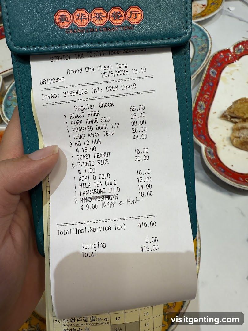 Receipt at Grand Cha Chaanteng