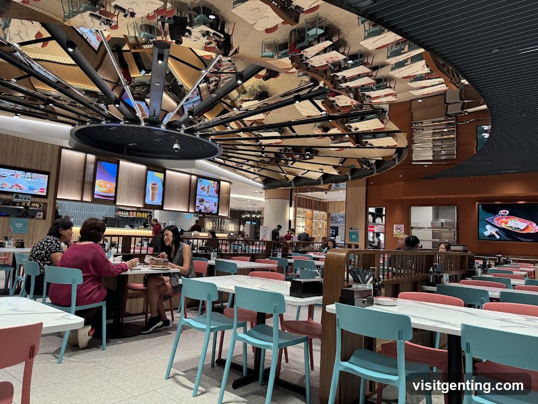 Restaurant Interior with Reflective Ceiling