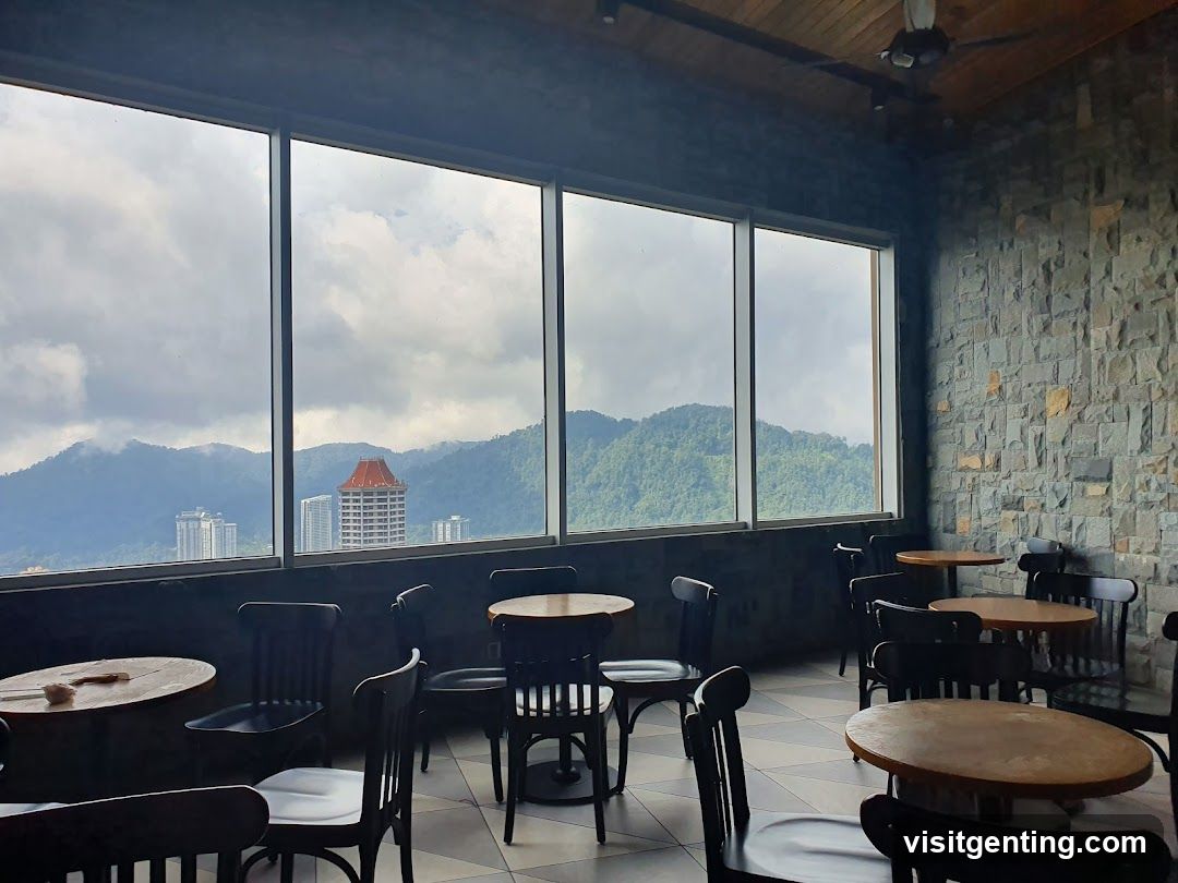 Cafe Interior with Mountain View