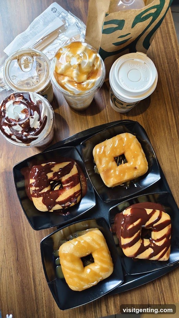 Starbucks Drinks and Square Doughnuts