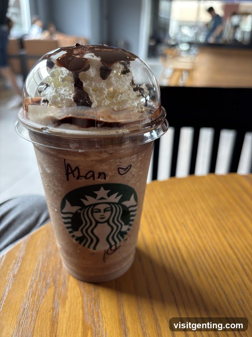 Frappuccino with Whipped Cream and Chocolate Drizzle
