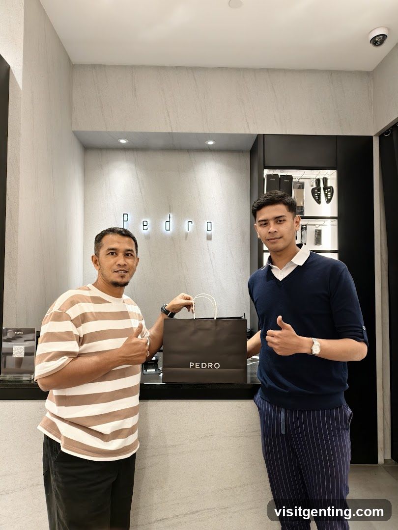 Two men with a shopping bag