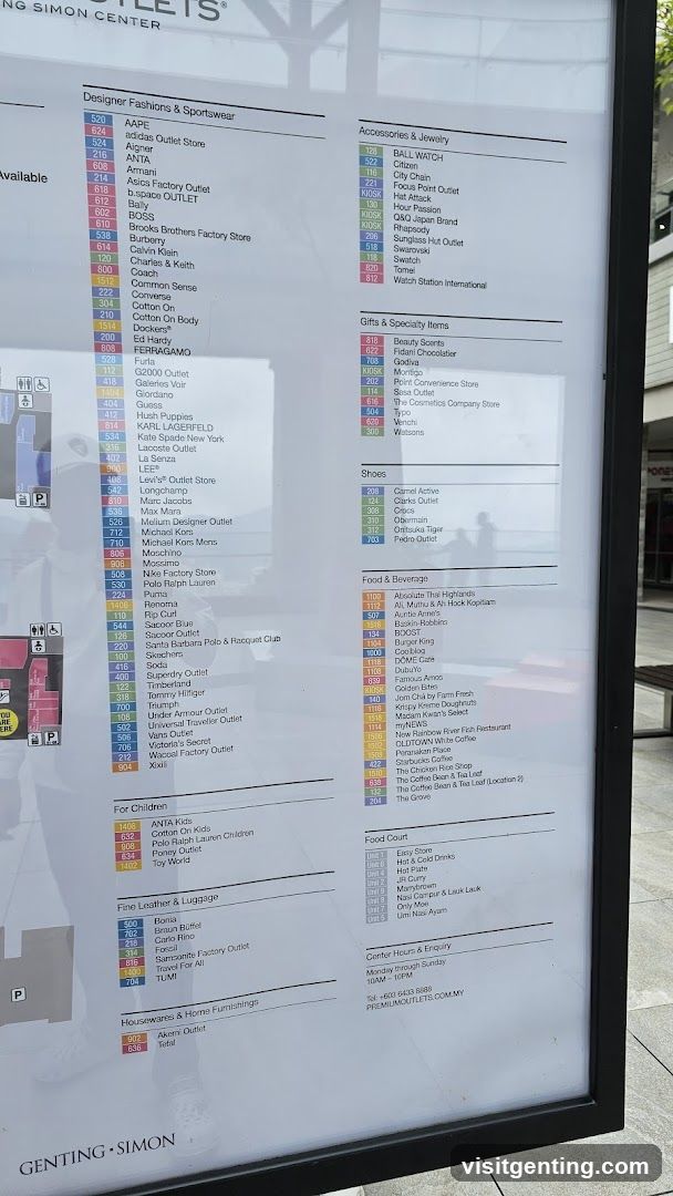 Genting Simon Center Directory