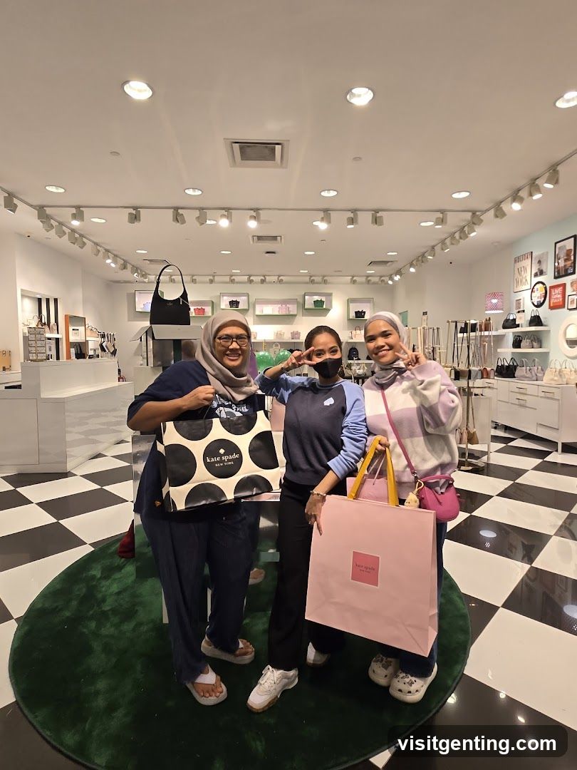 Three women posing with shopping bags in a store