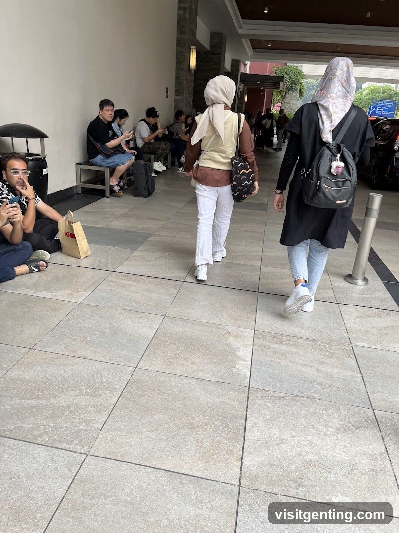 People waiting outside a building