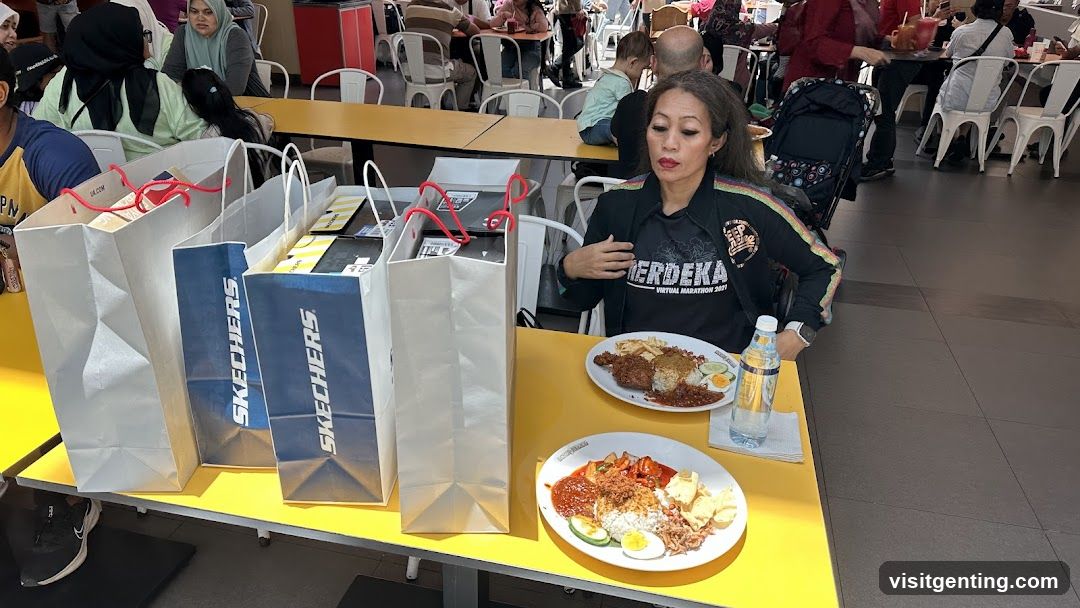 Woman Eating at Food Court