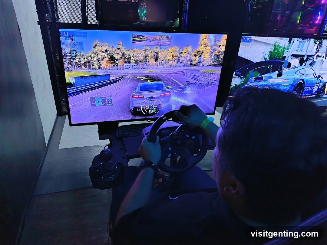 Person playing a racing video game