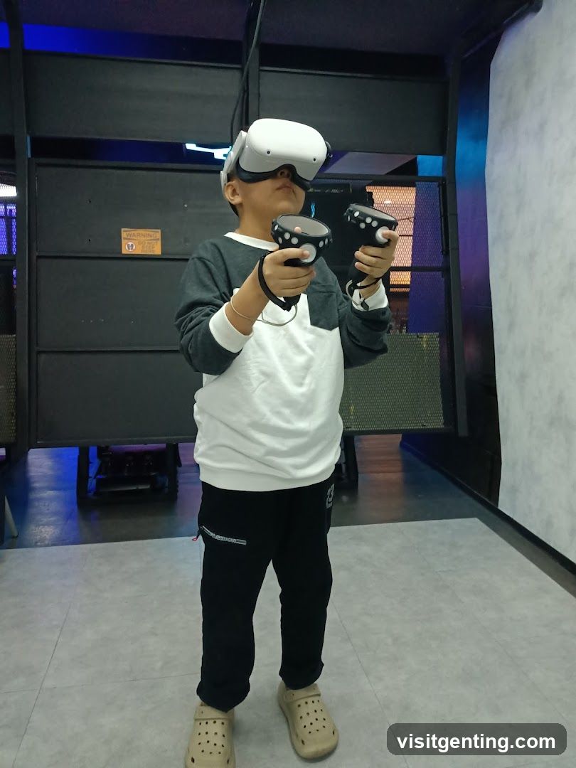Boy playing VR game
