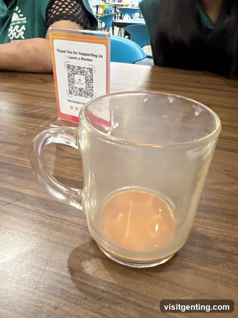 Table with a glass mug and review stand