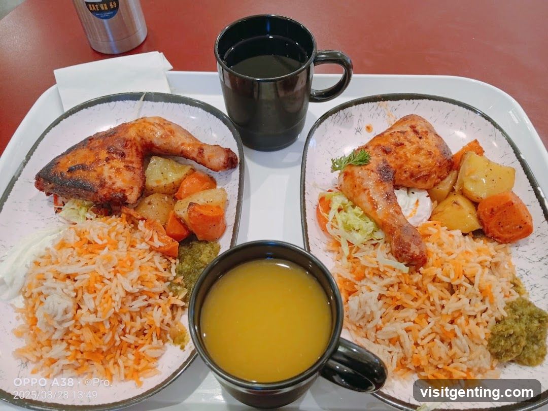 Two chicken meals with rice and vegetables