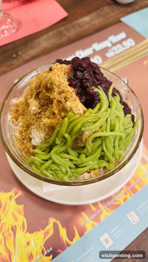 Dessert with Red Beans and Green Noodles