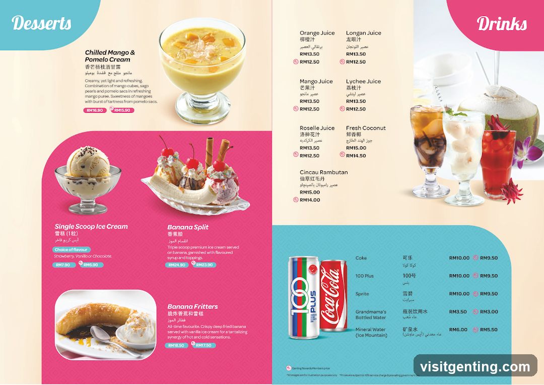 Desserts and Drinks Menu