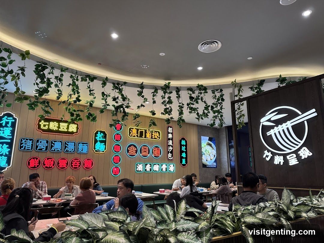 Restaurant Interior with Neon Signs