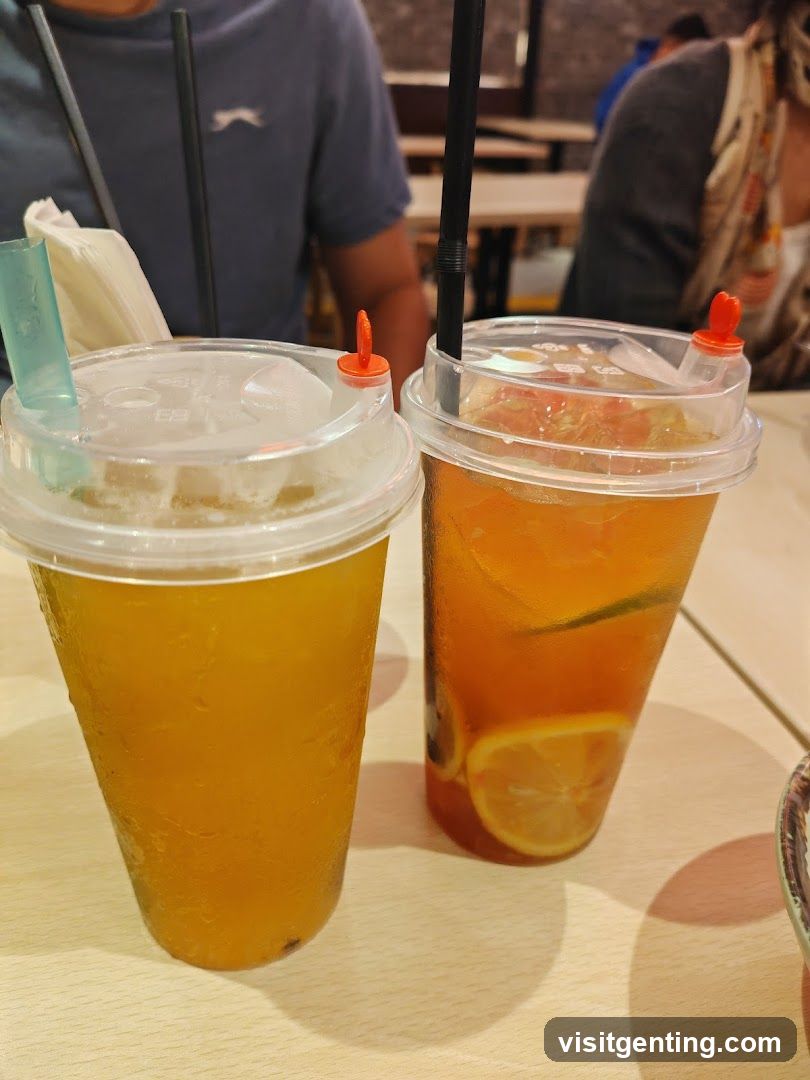 Two iced drinks on a table