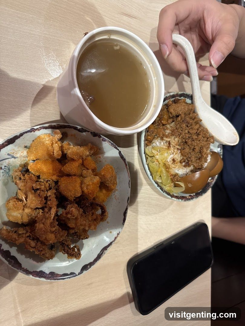 Meal with Fried Calamari and Braised Pork Rice