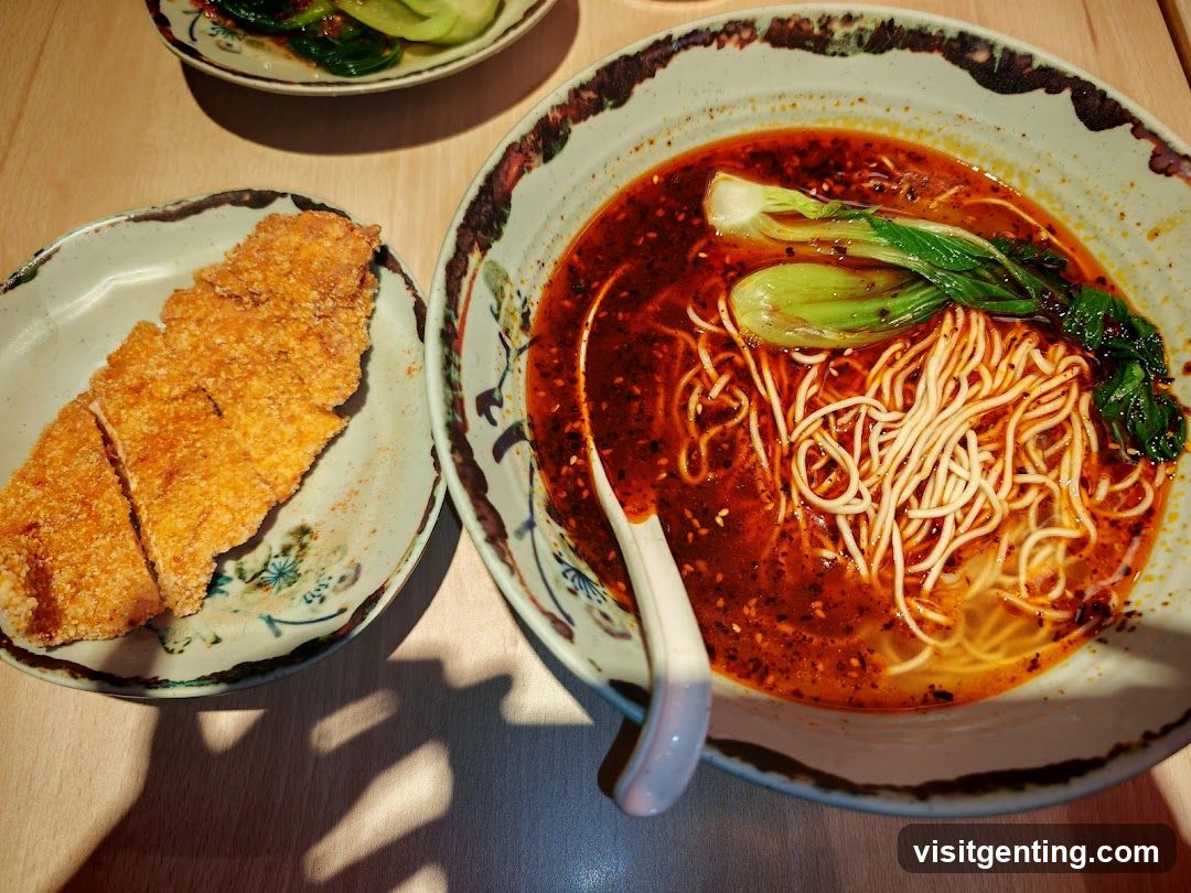Spicy Noodle Soup and Fried Cutlet