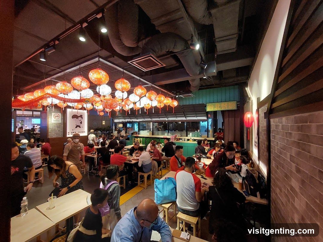 Busy Restaurant Interior with Lanterns